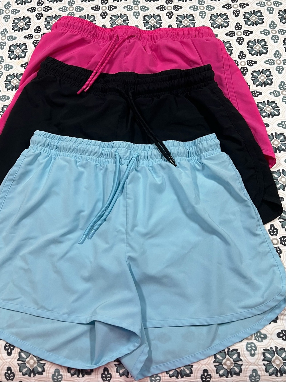 Ideology Women’s Athletic Shorts — Light Blue, Black & Hot Pink - GREAT BUY!